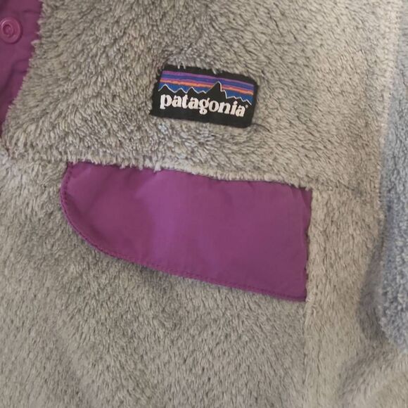 💚 Patagonia Women's Re-Tool Snap-T Pullover Fleece Gray Purple XS - Picture 2 of 4